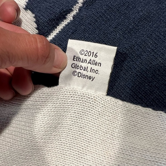 Ethan Allen X Disney Mr. Mickey Mouse Stroller Blanket Blue/White - Picture 4 of 6